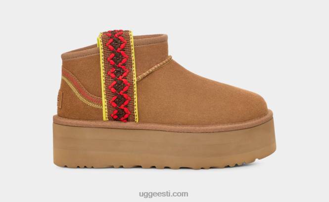 UGG naised klassikaline ultra mini punutise platvorm PHPB656 kastan