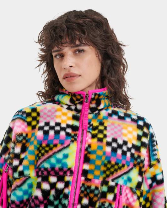 UGG naised marlene checks print kunstkarusnahast jope PHPB182 mustad multitšekid