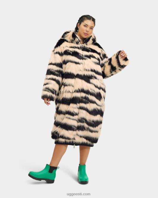 UGG naised koko ülisuur kunstkarusnahast kasukas PHPB1275 must ja kreemjas