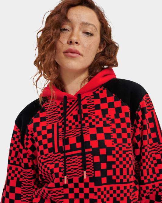 UGG naised mallory kärbitud kapuutsiga tšekid PHPB1237 süüdata/mustad tšekid