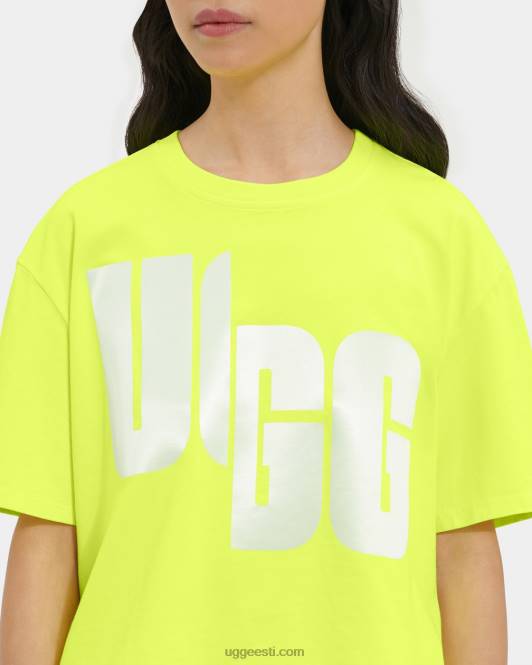 UGG naised fionna logoga tee PHPB1323 highlighter/valge