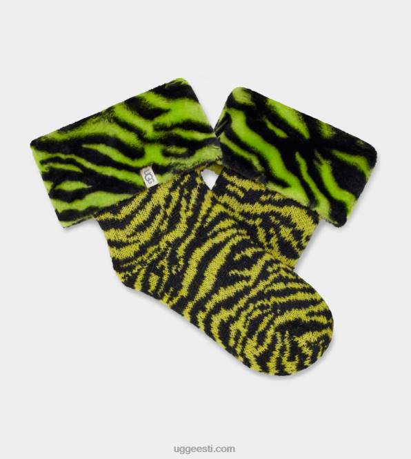 UGG naised lita fliisvoodriga sokk PHPB769 võtme laimi tiiger