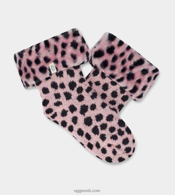 UGG naised lita fliisvoodriga sokk PHPB770 roosa kammkarp gepard