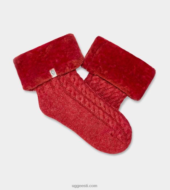 UGG naised lita fliisvoodriga sokk PHPB771 lint punane